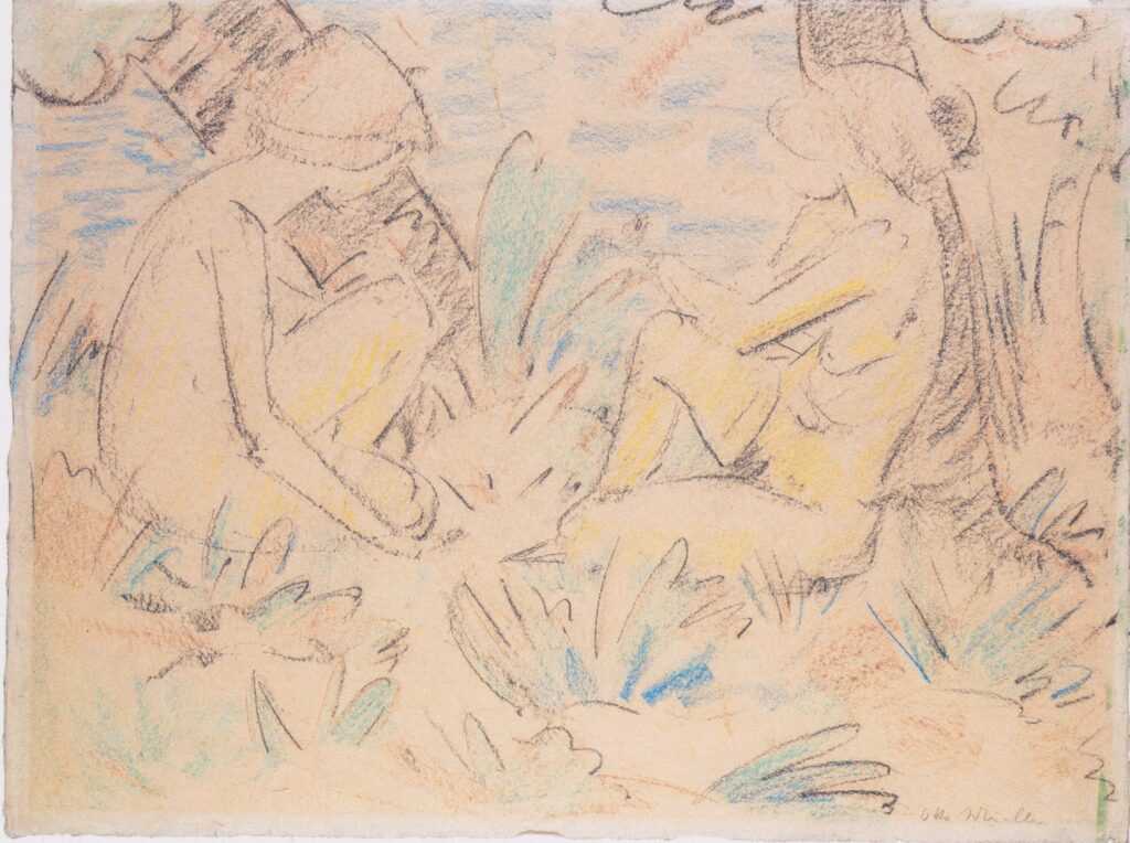 Zwei Mädchen Am Waldrand (1924) - Otto Mueller Tablo