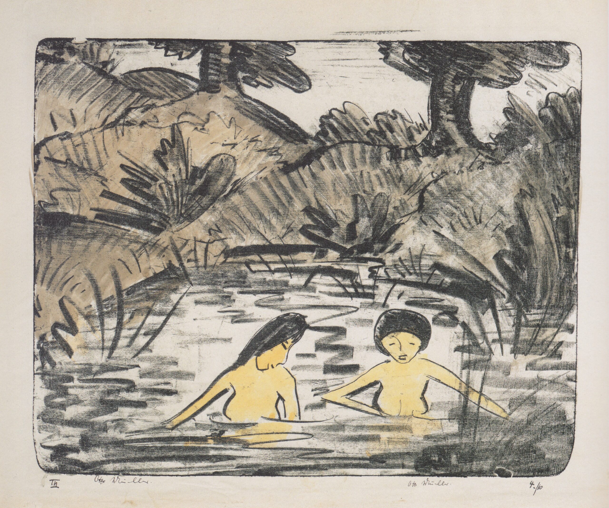 Zwei Mädchen Im Wald (1919) - Otto Mueller Tablo
