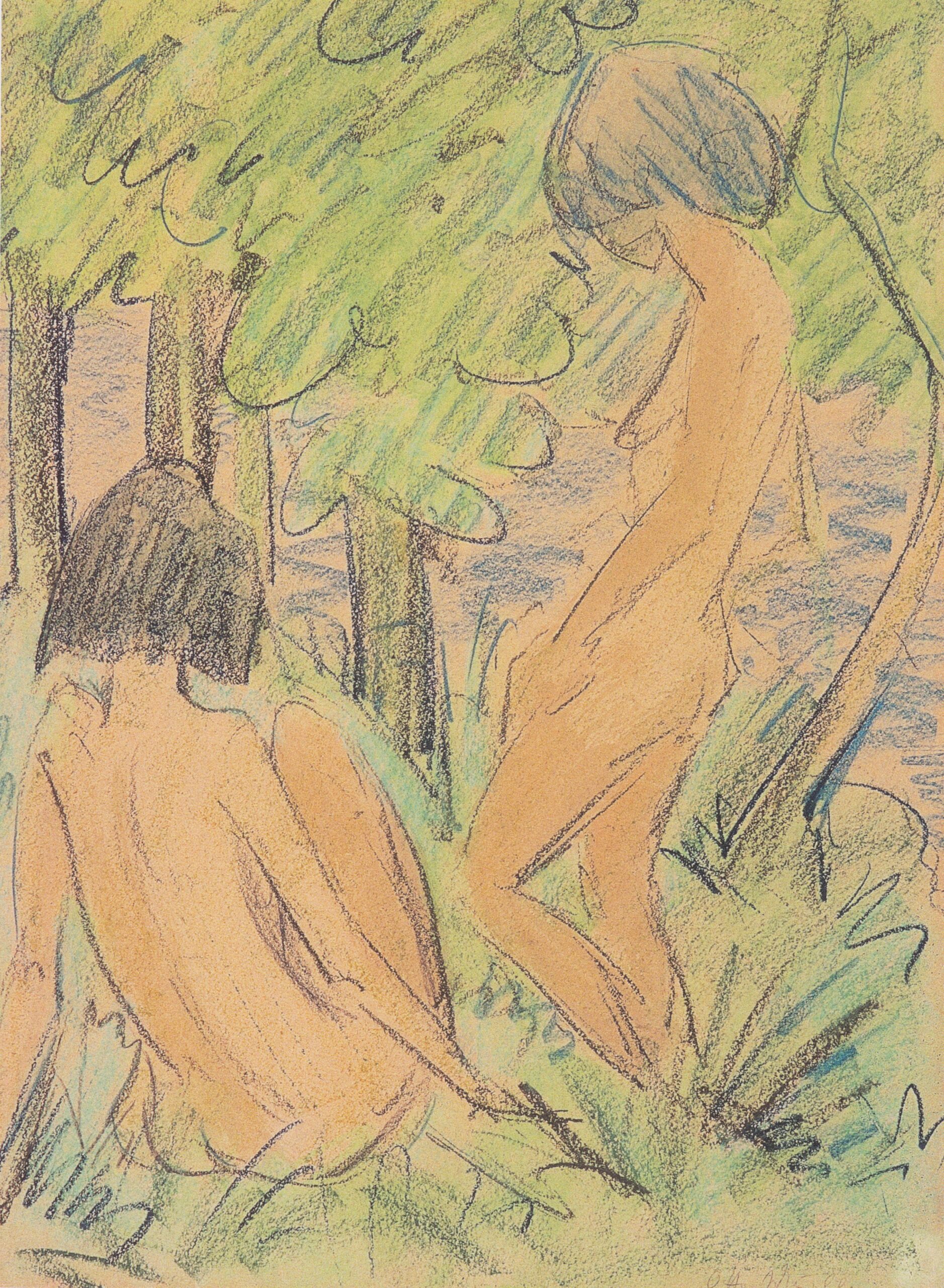 Zwei Mädchen Im Wald (1924) - Otto Mueller Tablo