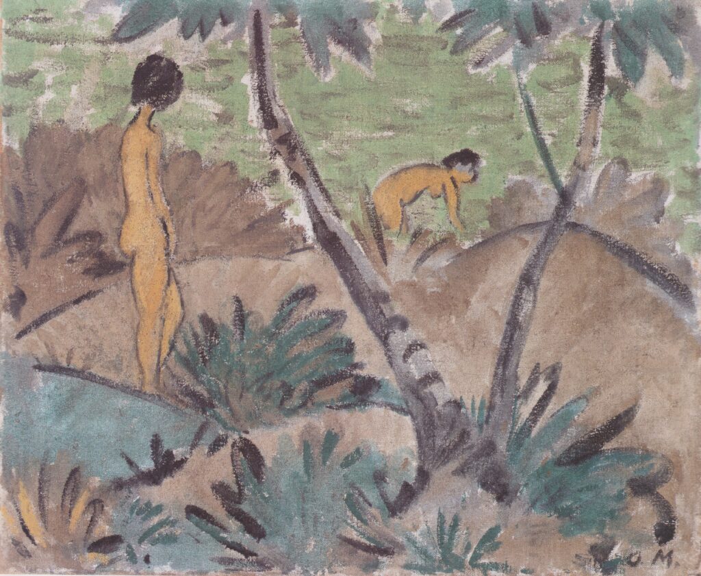 Zwei Mädchen Mit Gegabeltem Baum (1916) - Otto Mueller Tablo