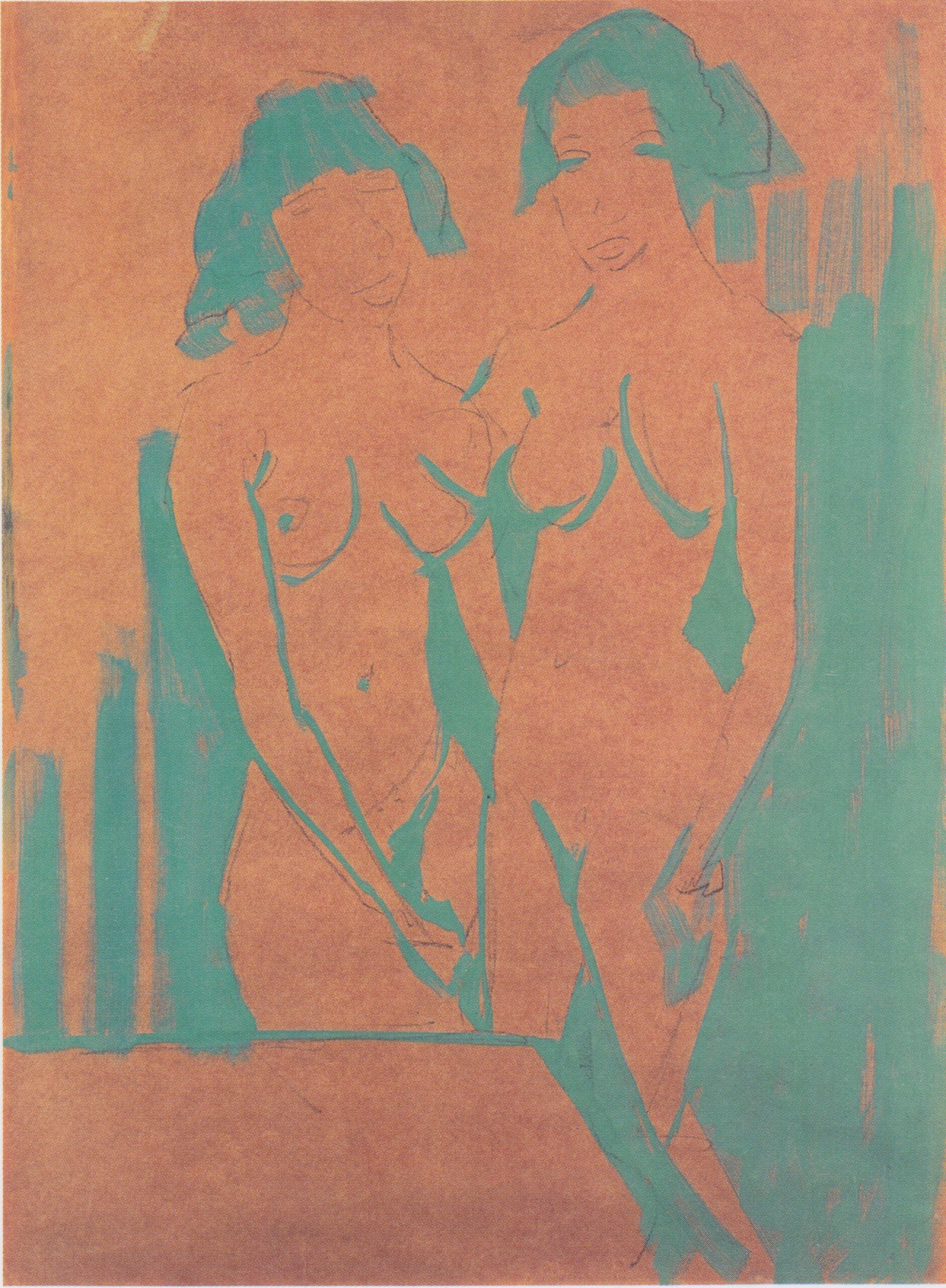 Zwei Mädchenakte Im Atelier (1928) - Otto Mueller Tablo