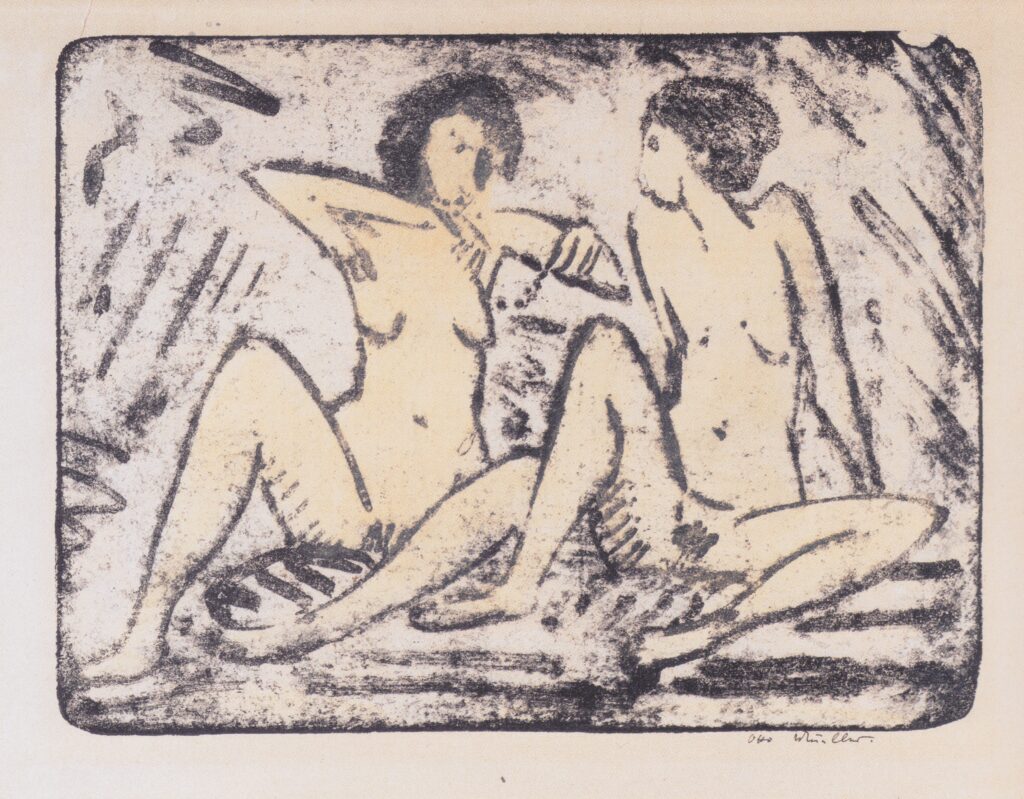 Zwei Sitzende Mädchen Mit Halskette (1912) - Otto Mueller Tablo