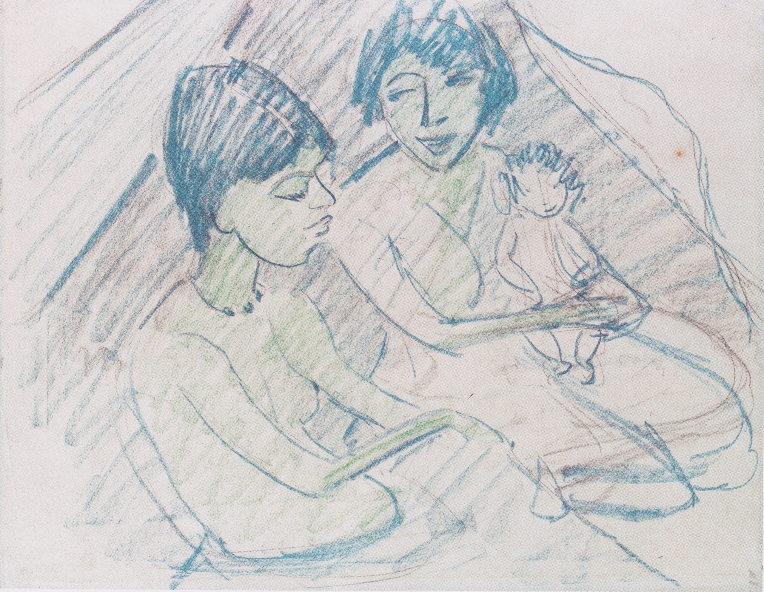 Zwei Zigeunerinnen Mit Kind (oder Puppe) (1927) - Otto Mueller Tablo