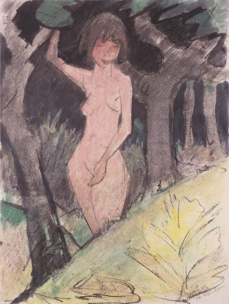 Zwischen Bäumen Stehendes Mädchen (1925) - Otto Mueller Tablo