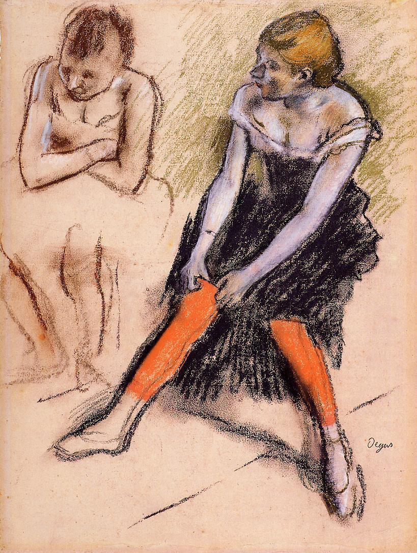 ancer with Red Stockings (1884) - Edgar Degas Tablo