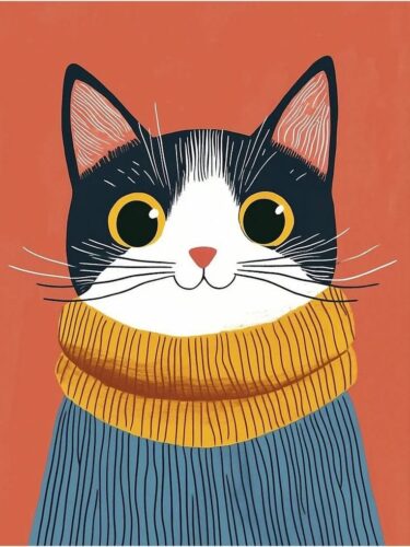 Atkılı Sevimli Kedi Tablo