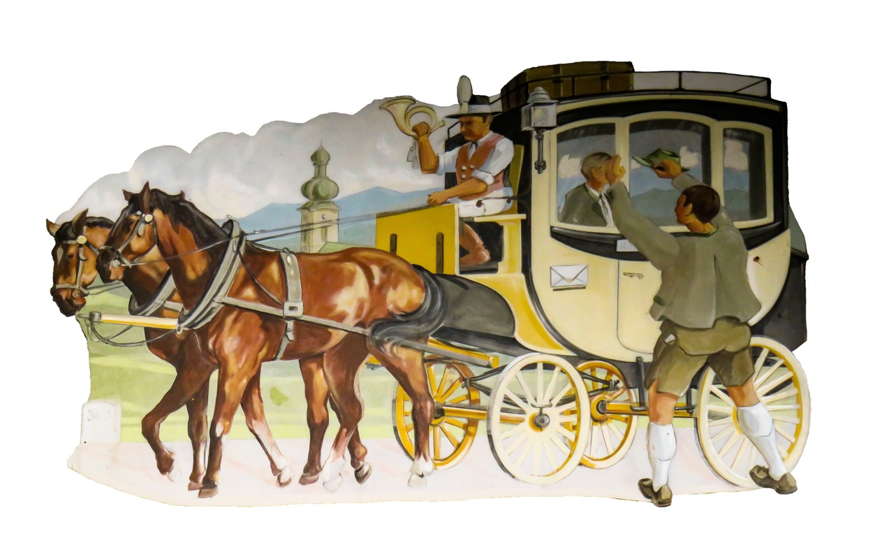 Atlı Posta Arabası İllüstrasyon Tablo