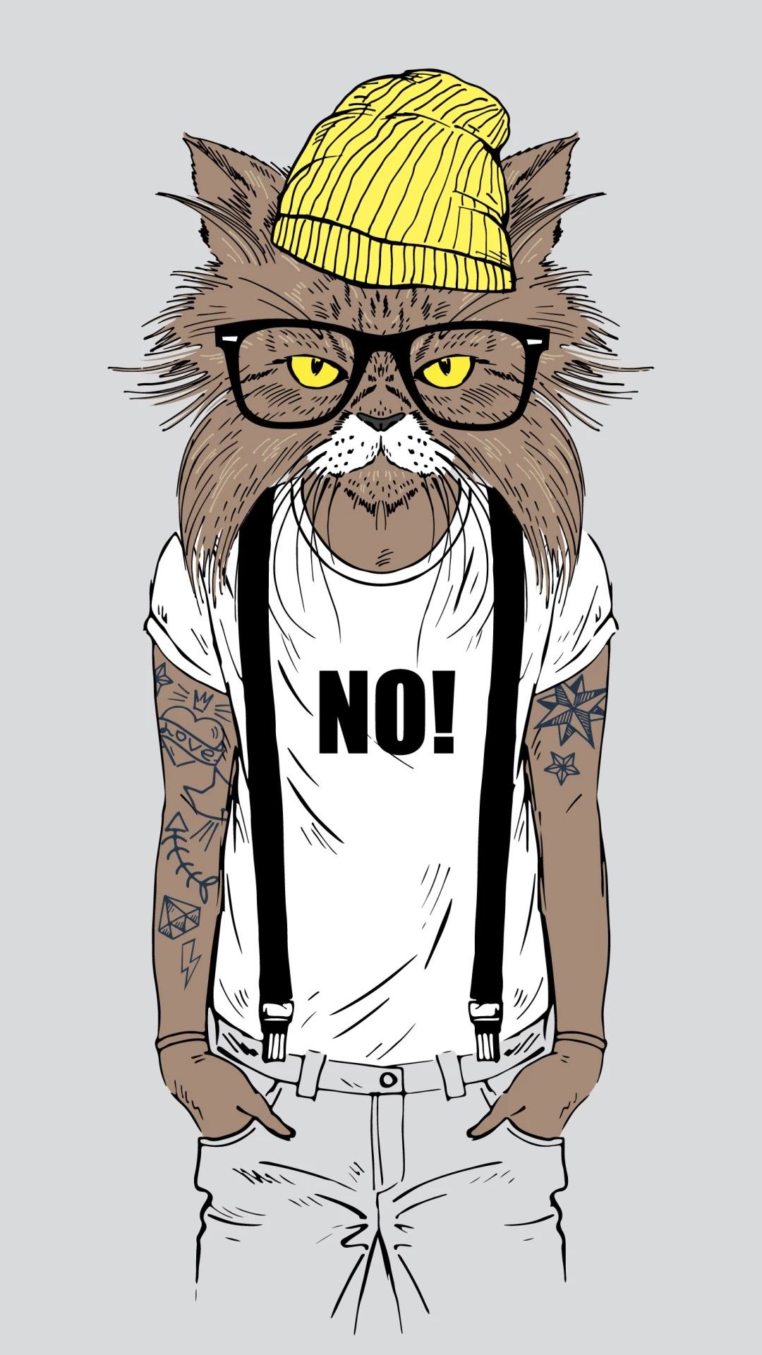 Bereli Gözlüklü Hipster Kedi Tablo