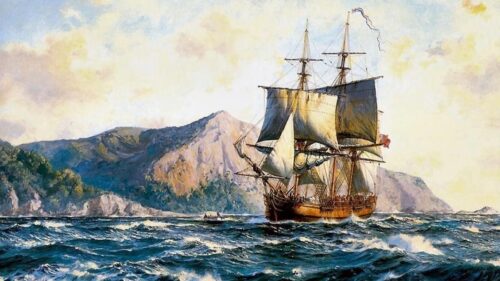 Dalgalarda Yelkenli Gemi Tablo