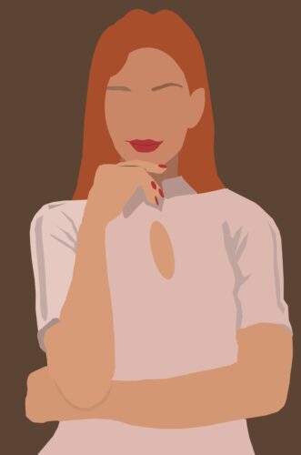 Düşünen Kadın Minimal İllüstrasyon Tablo