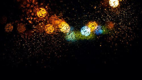 Gece Yağmur ve Bokeh Işıkları Tablo
