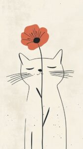 Gelincikli Çizgi Kedi Tablosu
