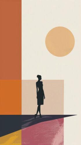 Güneşli Minimal Kadın Silüeti Tablo