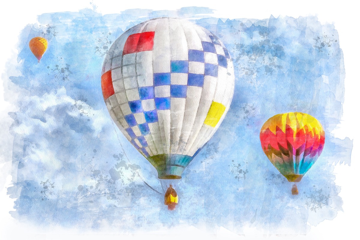 Mavi Gökyüzünde Sıcak Hava Balonları Tablo
