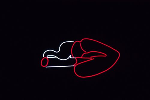 Neon Işıklı Dudak Tablo