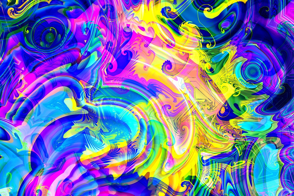 Neon Renkli Girdaplar Tablo