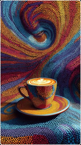 Noktalı Desenli Latte Fincanı Tablo