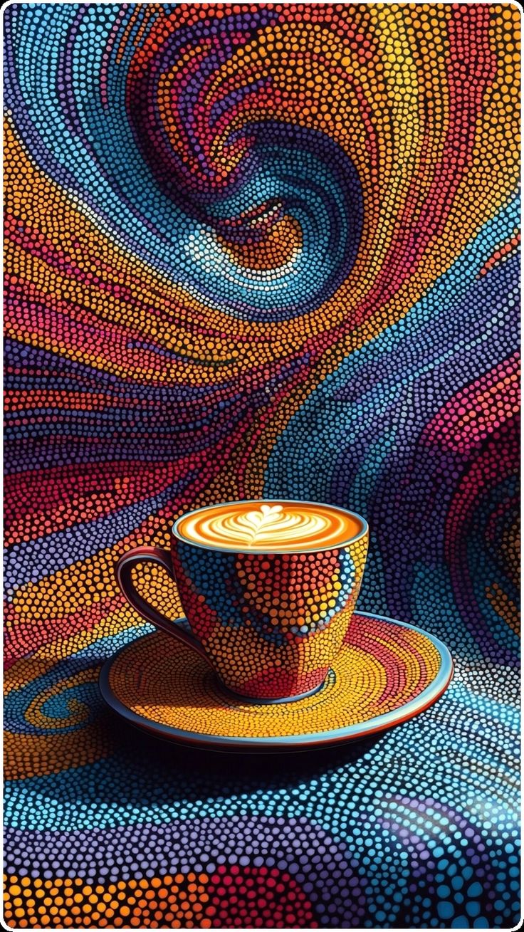 Noktalı Desenli Latte Fincanı Tablo