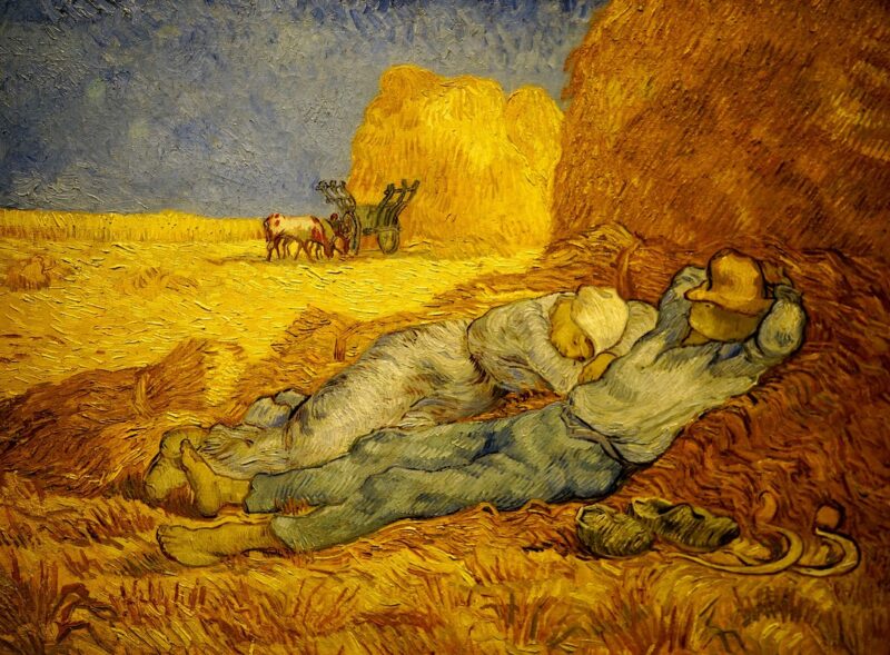 Öğle Uykusundaki Çiftçi Yağlıboya Tablo - kanvas ve cam tablo | Dekolata