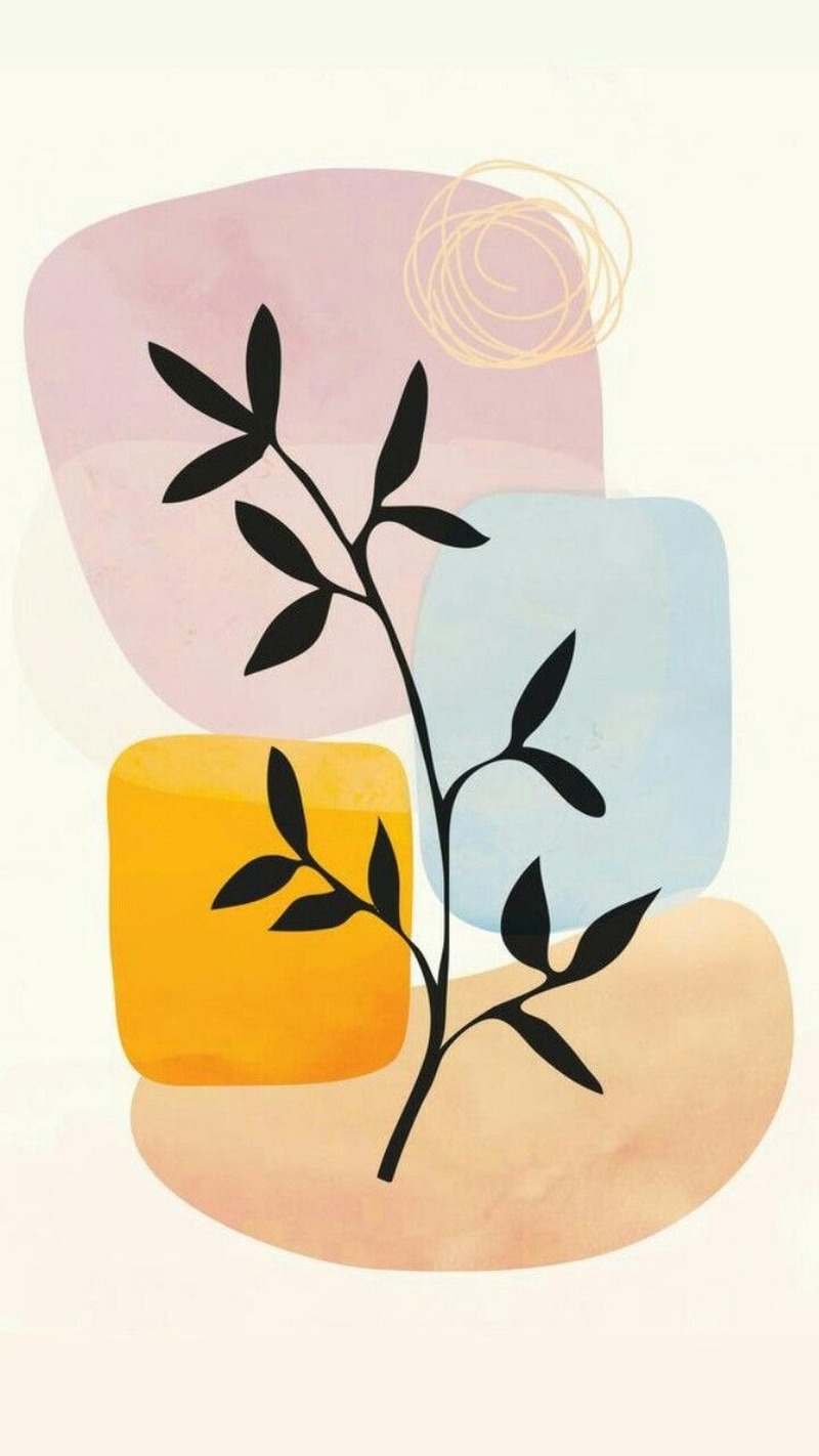 Pastel Yapraklı Minimal Tasarım Tablo