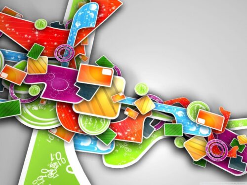 Renkli Geometrik Kağıt Parçaları Tablo