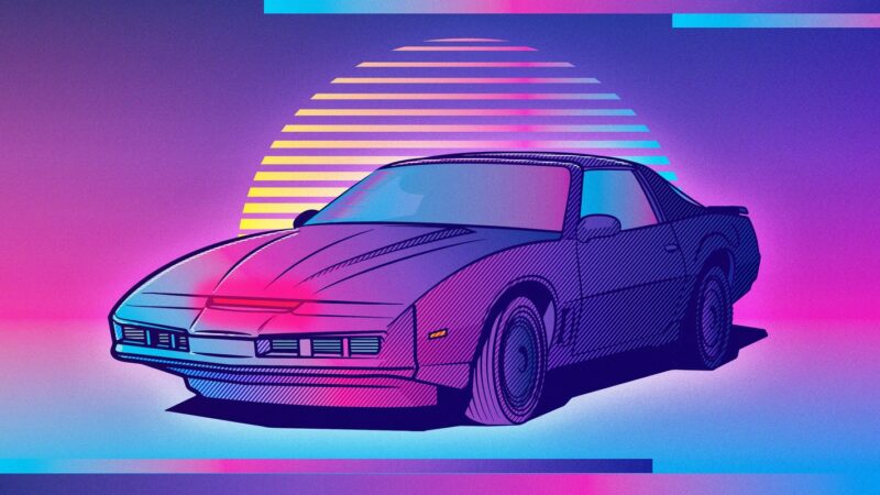 Retro Araba Gün Batımı Neon Tablo - kanvas ve cam tablo | Dekolata