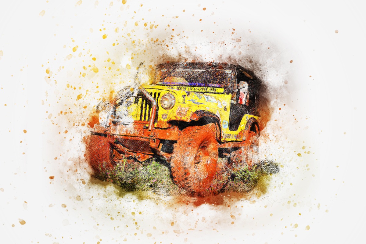 Sarı Turuncu Arazi Aracı Tablo
