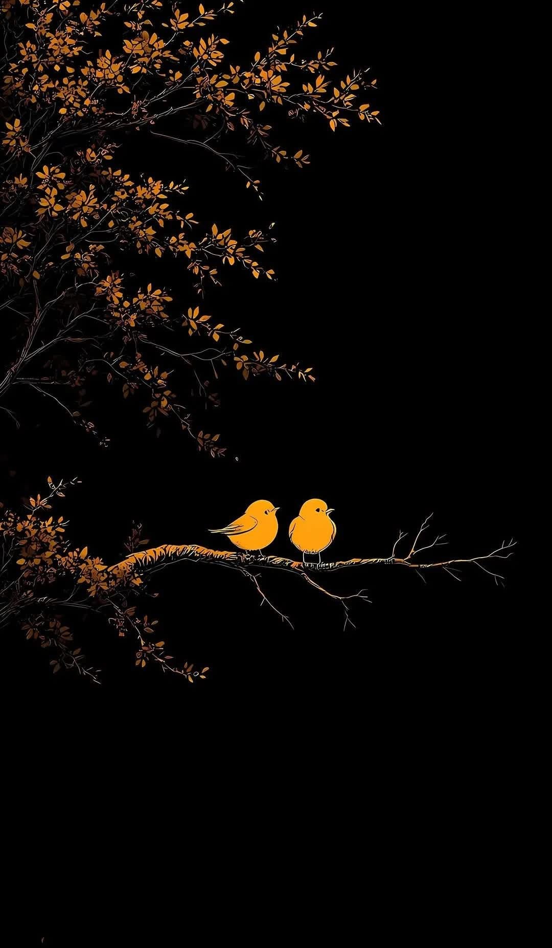 Siyah Fonda İki Sarı Kuş Tablo