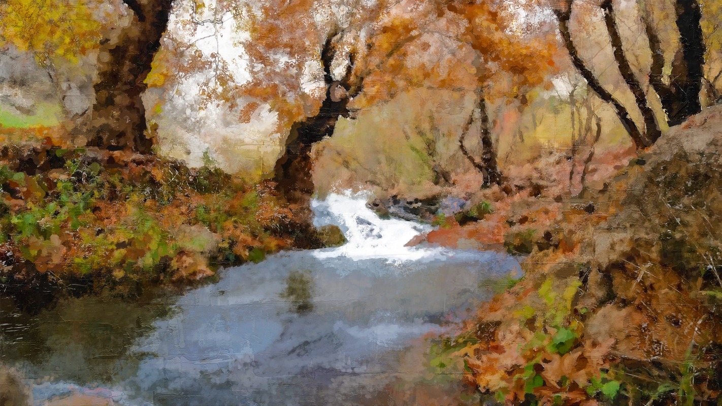 Sonbahar Ormanı ve Dere Tablo