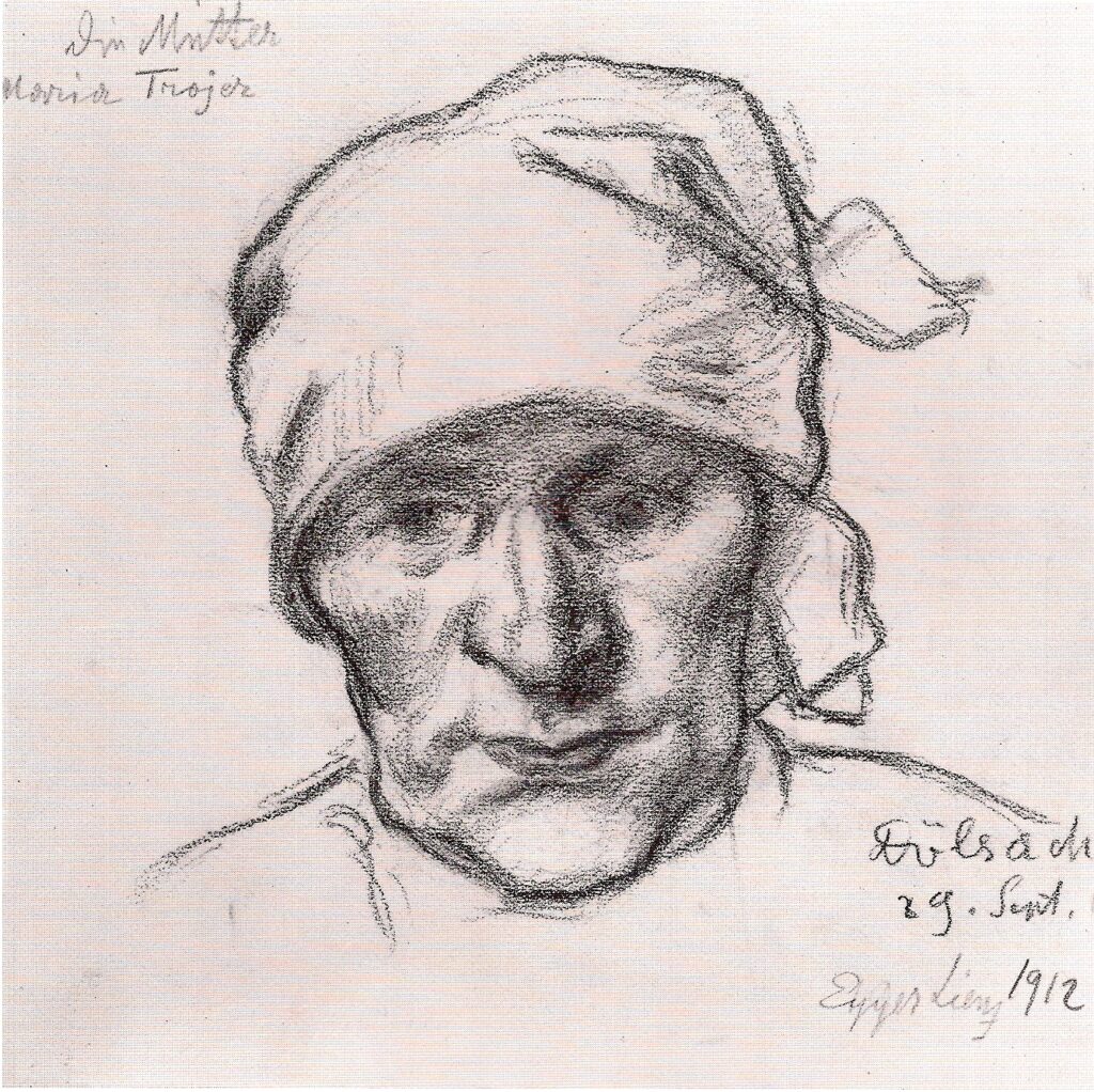 the Artists Mother Maria Trojer (1912) - Albin Egger-Lienz Tablo