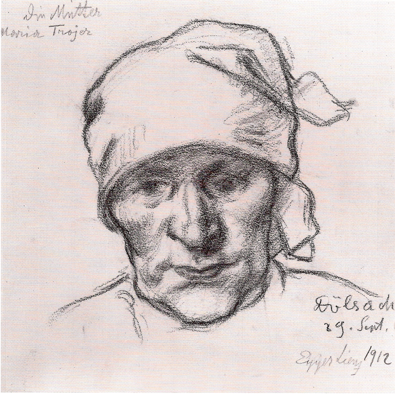 the Artists Mother Maria Trojer (1912) - Albin Egger-Lienz Tablo