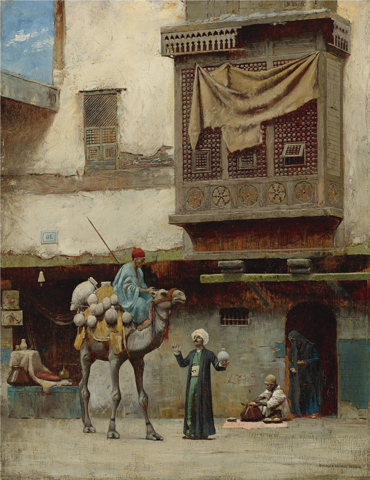the Pottery Seller in Old City Cairo - Charles Sprague Pearce Tablo