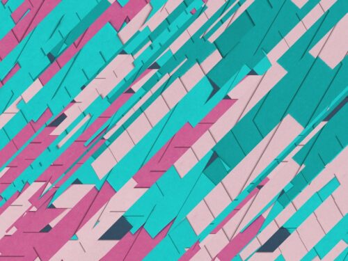 Turkuaz Pembe Geometrik Desen Tablo
