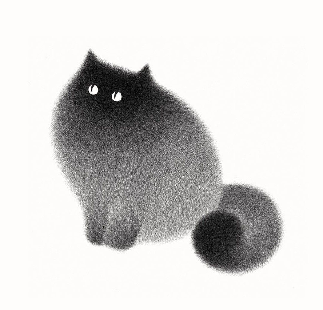 Tüylü Siyah Kedi Tablo