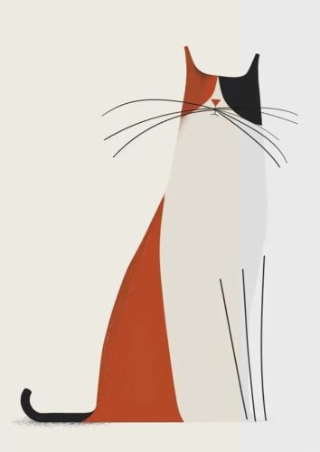 Uzun Boylu Minimal Kedi Tablo