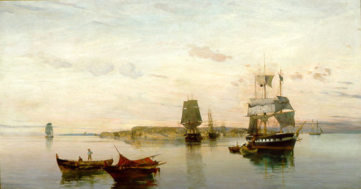 Anchored boats (1895) - Konstantinos Volanakis Tablo