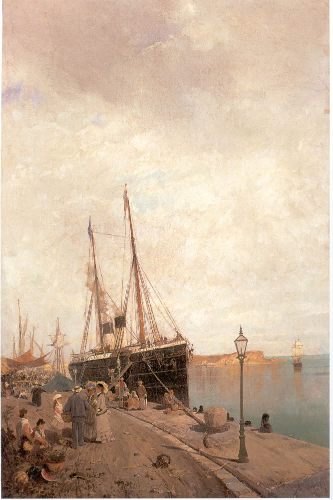 At the dock - Konstantinos Volanakis Tablo