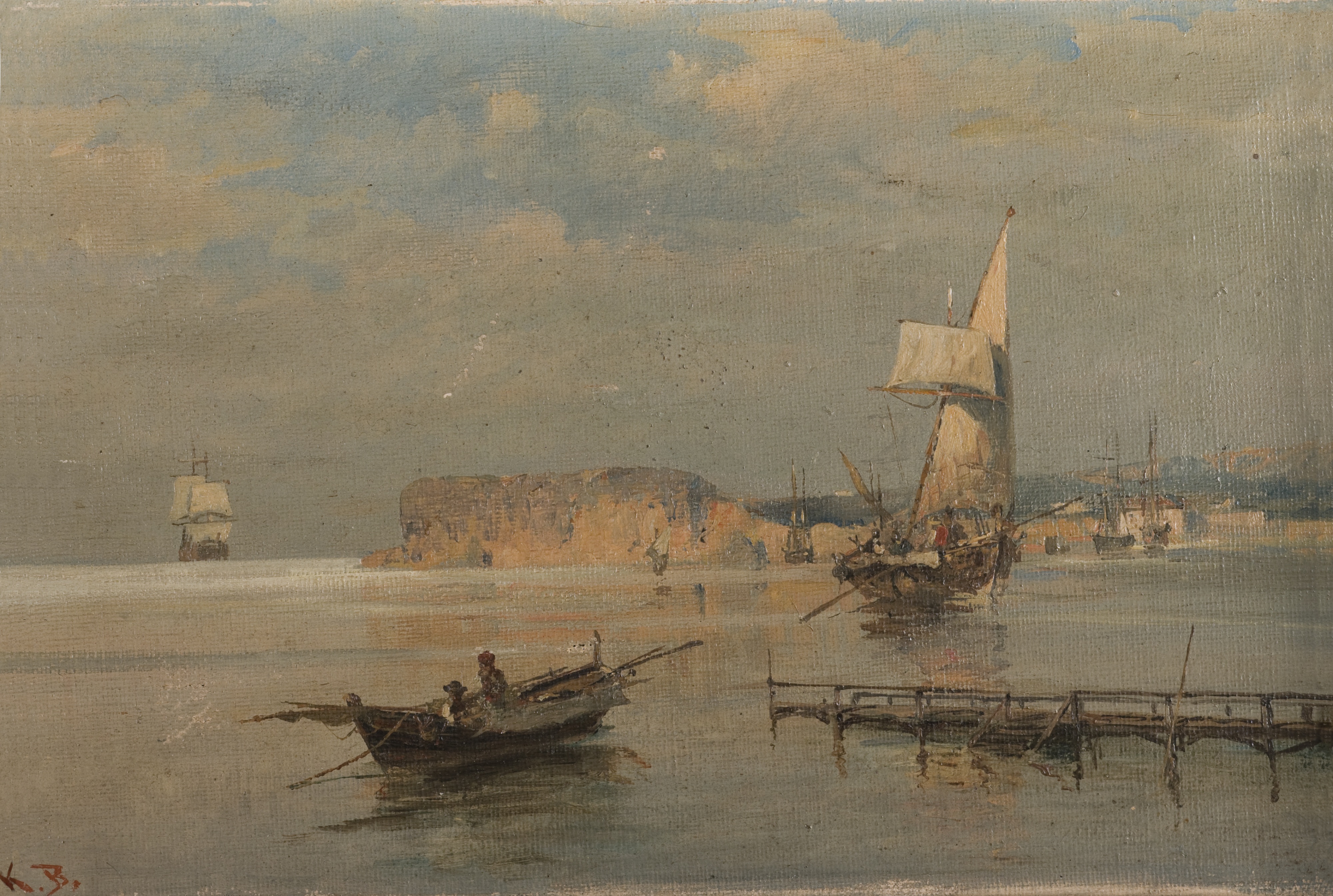 Boats in a port - Konstantinos Volanakis Tablo
