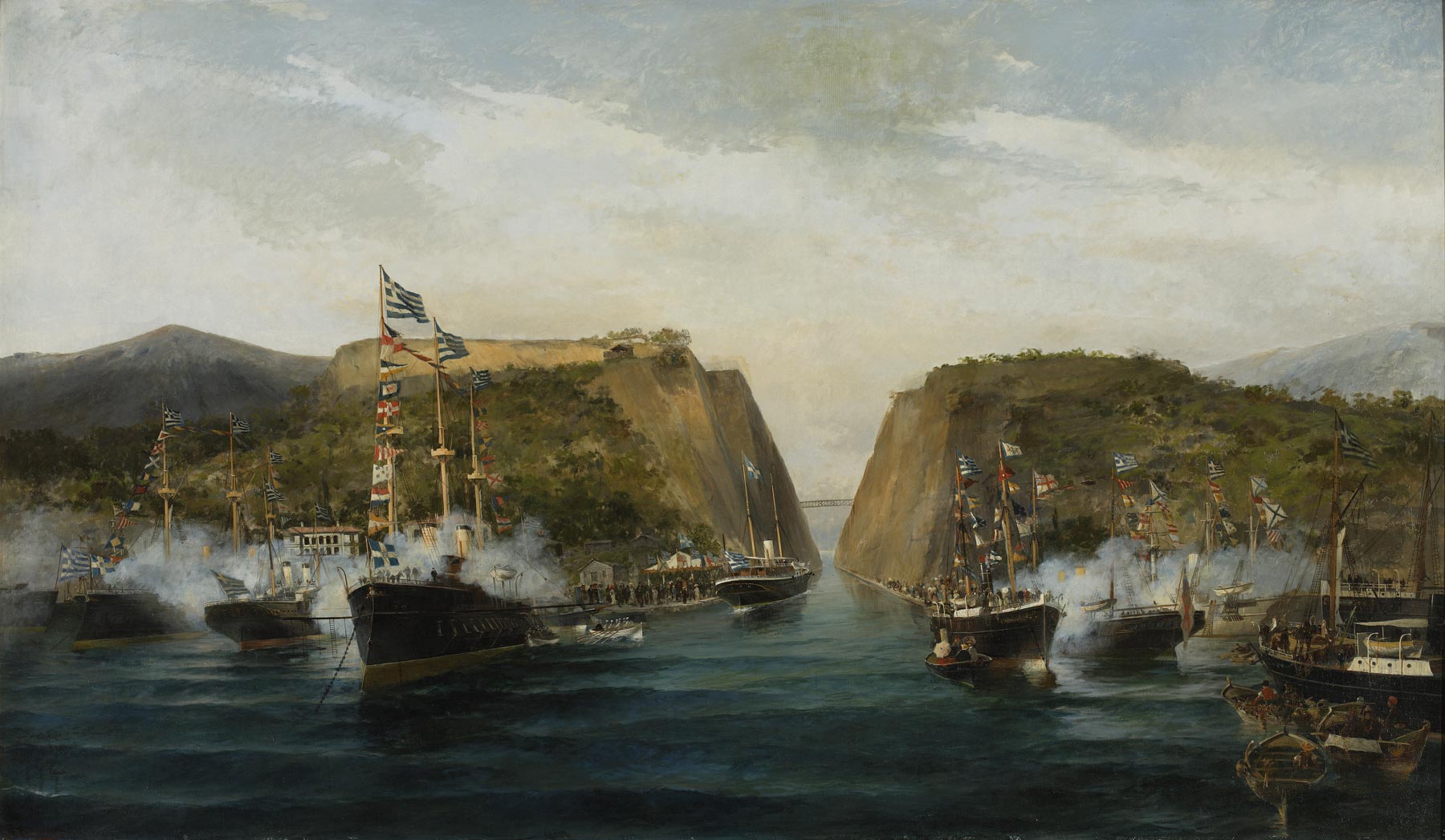 Inauguration of Corinth canal - Konstantinos Volanakis Tablo