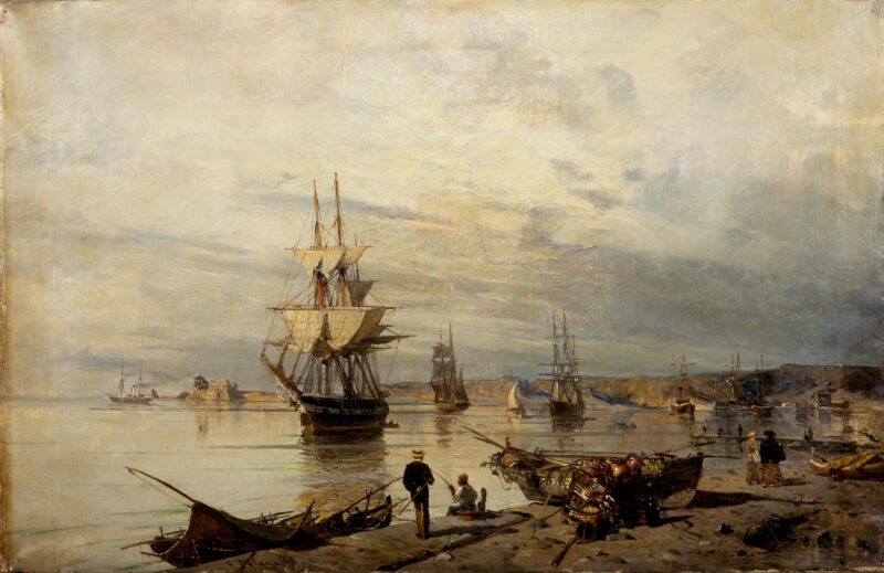 Sunset at the seashore - Konstantinos Volanakis Tablo