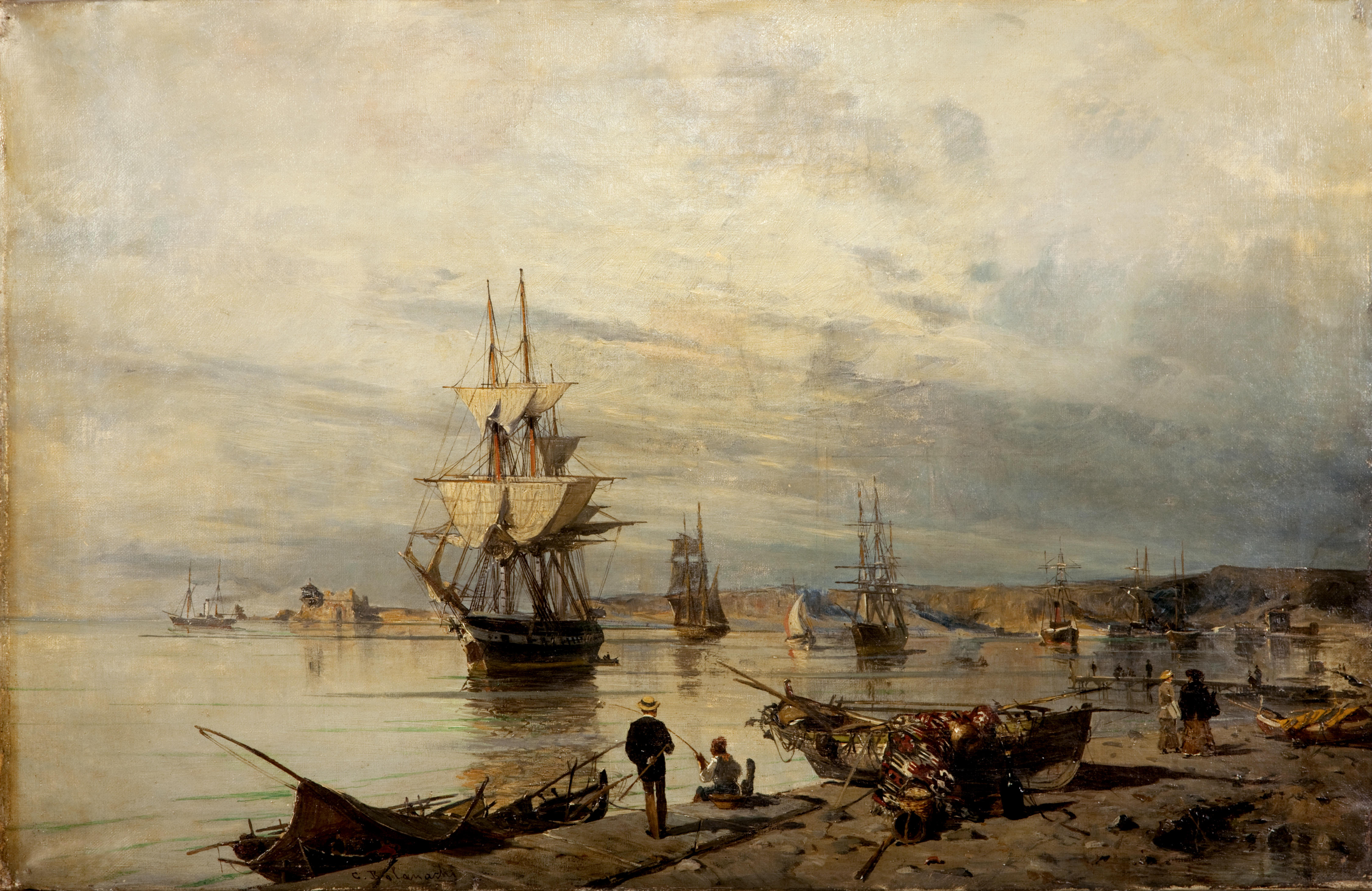 Sunset at the seashore - Konstantinos Volanakis Tablo