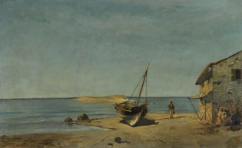 The fisherman's home on the beach - Konstantinos Volanakis Tablo