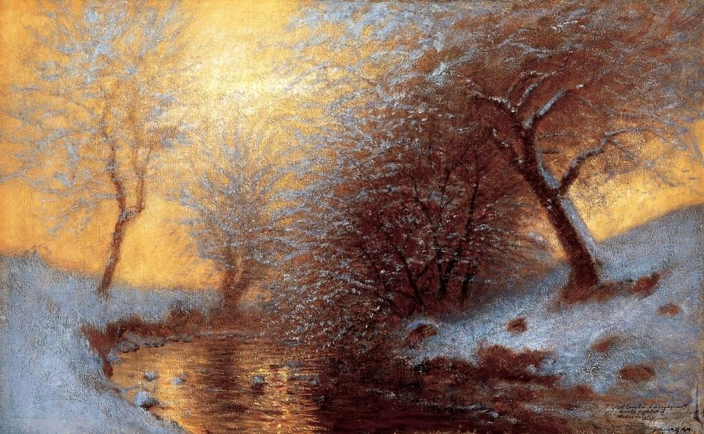 Brookside in Winter (1880) - Laszlo Mednyanszky Tablo