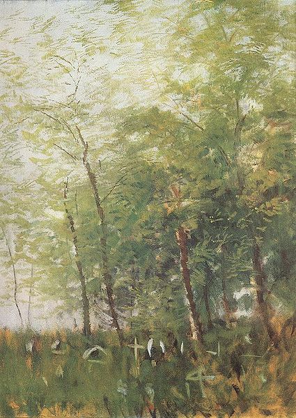 Edge of a Forest with Crosses (1918) - Laszlo Mednyanszky Tablo
