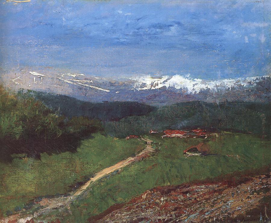 Landscape in the Alps (View from the Rax) (1900) - Laszlo Mednyanszky Tablo