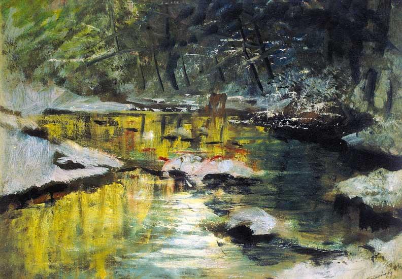 Melting of Snow (1912) - Laszlo Mednyanszky Tablo