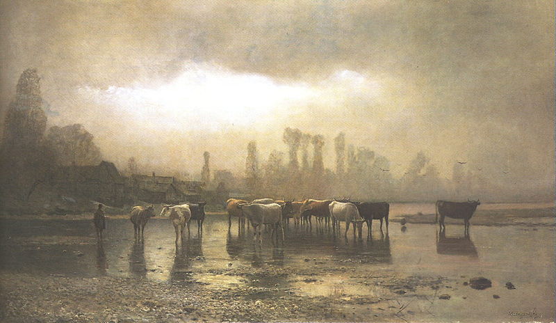 Watering (1880) - Laszlo Mednyanszky Tablo