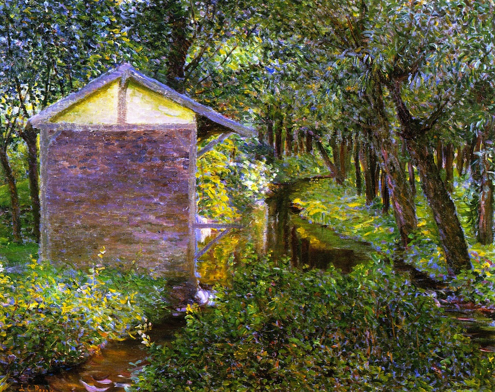 Brook and Wash House, Giverny - Lilla Cabot Perry Tablo