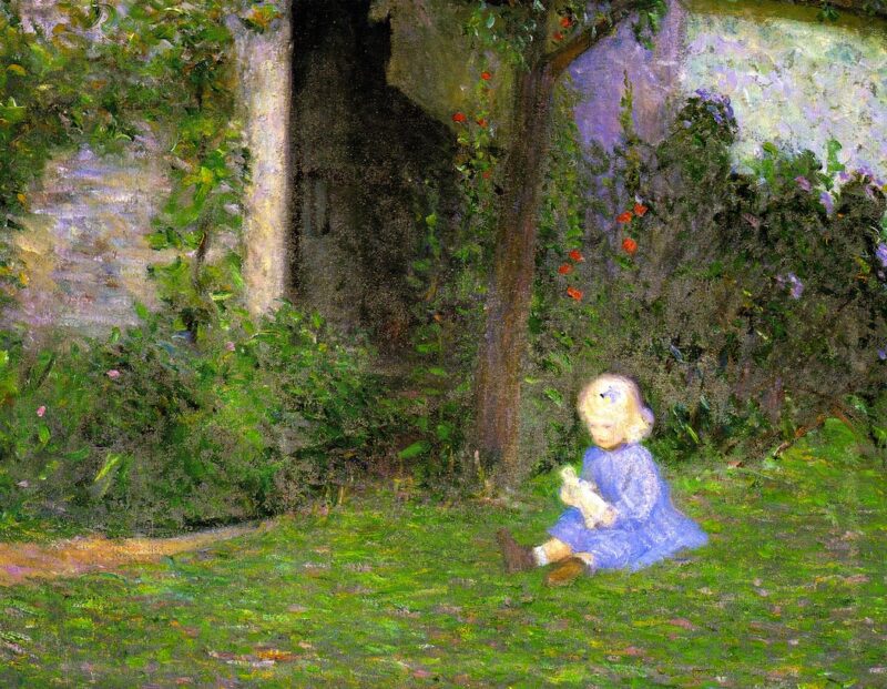 Child in a Walled Garden, Giverny (1909) - Lilla Cabot Perry Tablo