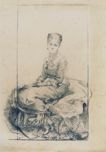 Study for The Lady in white (drawing) - Marie Bracquemond Tablo